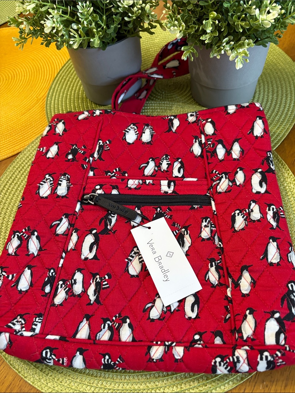 Vera Bradley Red Quilted Kids Penguin Shoulder Bag